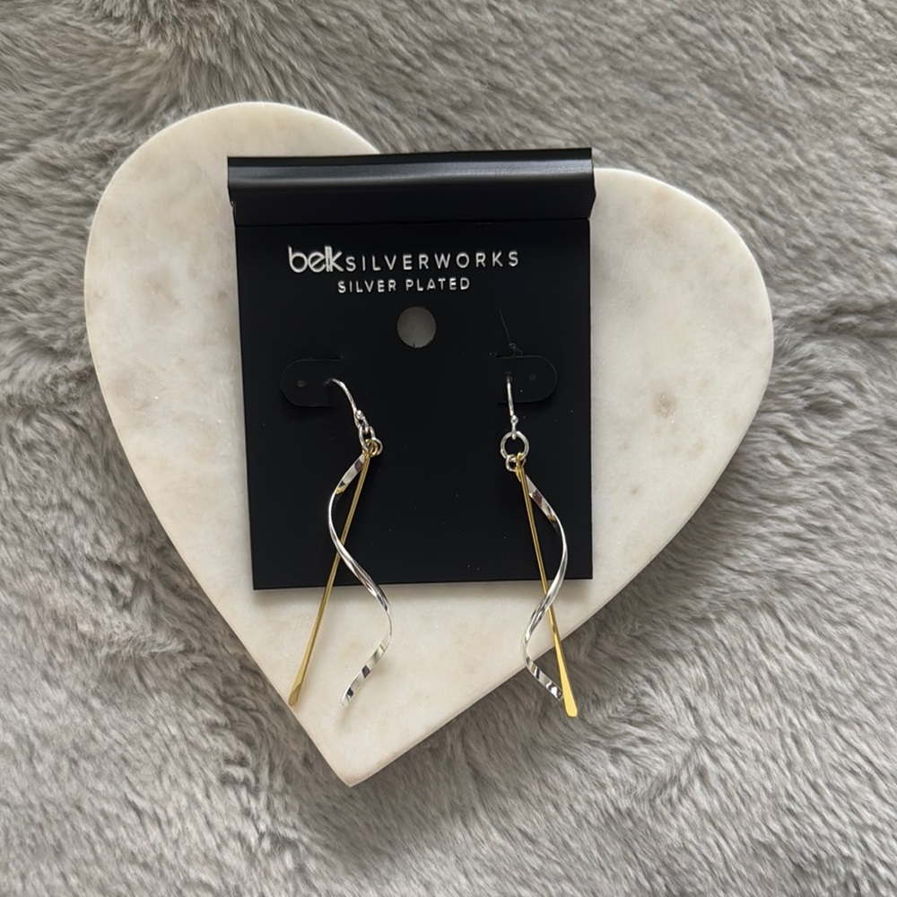 Silver and Gold Geometric Dangle Earrings